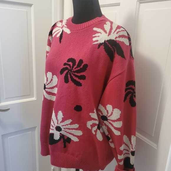 For DAYS PINK Floral Print Oversized Sweater 100% Organic Cotton Size Medium - Picture 3 of 10